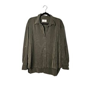 Babaton Aritzia Green Utility Roll Tab Sleeve Shirt Womens Medium